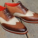 Handmade Men's Leather Triple Tone Brown Dress Lace up Formal Fashion Shoes-538