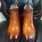 Handmade Men's Leather New Stylish Cognac Patina Ankle High Chelsea Boots-979