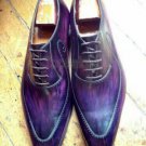 Handmade Men's Leather Lace up Purple Patina Oxford Dress Fashion Shoes-975