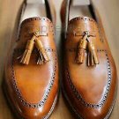 Handmade Men's Leather Superb Brogues Tassels Loafers Slip Ons Dress Shoes-324