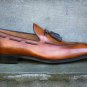 Handmade Men's Leather Brown Loafers Slip Ons Tassels Stylish Luxury Shoes-664