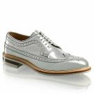 Handmade Men's Leather Oxfords Wing Tip Brogue Toe White Formal Dress shoes-860