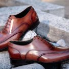 Handmade Men's Leather Superior Brown Tone  Dress Pointed Toe Oxford Shoes-32