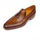 Handmade Men's Leather Brown Tussle Stylish Fashion Loafers Slip Ons Shoes-51