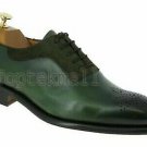 Handmade Men's Leather Super Stylish Formal Real Brogue Green Dress Shoes-110