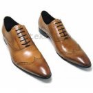 Handmade Men's Leather Oxfords Wing Tip Brown Stylish Dress Fashion Shoes-338