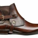 Handmade Men's Leather Chelsea Brown Pure Fashion Dress High Ankle Boots-718
