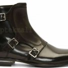 Handmade Men's Leather DOUBLE SOLE BLACK ANKLE HIGH Fashion Dress BOOTS-720