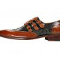 Handmade Men's Leather Triple Monk Straps Black Brown Brogue Fashion Shoes-732