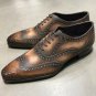 Handmade Men's Leather Oxfords Wingtip Two Tone Brown Brogue Dress Shoes-734