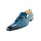 Handmade Men's Leather Loafers and slip ons Burnished Apron Toe shoes-846