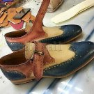 Handmade Men's Leather & Suede Single Monk Buckle Multi Color Fashion Shoes-851