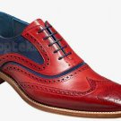 Handmade Men's Leather Oxfords Two Tone Stylish Navy Blue Suede shoes-875