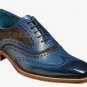 Handmade Men's Leather Oxfords Two Tone Stylish Navy Blue Suede shoes-875