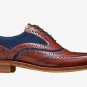 Handmade Men's Leather Oxfords Two Tone Stylish Navy Blue Suede shoes-875