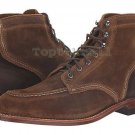 Handmade Men’s Leather Brown Premium Quality Apron Toe Ankle High Boots-594