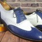 Handmade Men's Leather Oxfords Wingtip Two Tone Casual Formal Brogue Shoes-660