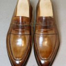 Handmade Men's Leather Brown FORMAL CASUAL Dress Loafers & Slip Ons Shoes-667