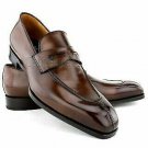 Handmade Men's Leather Split Toe High Quality Brown Loafers Slip Ons Shoes-480