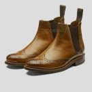 Handmade Women's Genuine Leather Oxford Brogue Wingtip Chelsea Boots-562