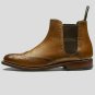 Handmade Women's Genuine Leather Oxford Brogue Wingtip Chelsea Boots-562