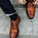 Handmade Men's Leather Formal Brown Oxfords Wingtip Brogues Stylish Shoes-88