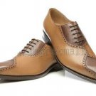 Handmade Men's Leather Oxfords Wingtip Brown Brogues Fashion Dress Shoes-108