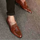Handmade Men's Leather Loafers Fashion Brown Tassels Brown Moccasins Shoes-490