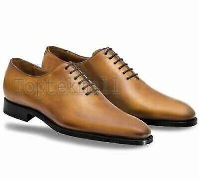 Handmade Men's Leather Oxfords Simple Wintip Dress Fashion Stylish Shoes-445