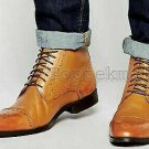 Handmade Men's Leather CASUAL TAN ANKLE BOOT Stylish Formal  Boots-573