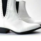 Handmade Men's LEATHER Fashion WHITE CUBAN HEEL Dress Fashion Formal Boots-714
