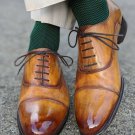 Handmade Men's Leather New Formal Brown Oxfords Dress Wingtip Lace up Shoes-153