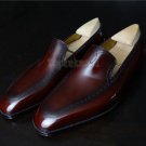 Handmade Men's Leather Loafers Slip On Dark Brown Dress Formal Casual Shoes-236