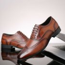 Handmade Men's Leather Brown Burnished Brogues Toe Oxford Lace Up Men Shoes-198
