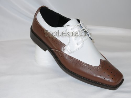 Handmade Men's LEATHER Two Tone DARK BROWN & White FORMAL Oxfords SHOES-168