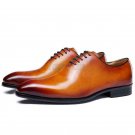 Handmade Men's Leather Stylish Tan Color Brogue Oxfords Formal Dress Shoes-381