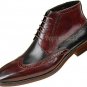 Handmade Men's Leather Two Tone Brown Black High Ankle Derby Premium Boots-556