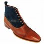 Handmade Men's Leather New Two Tone Tan And Blue Oxford Ankle High Boots-547