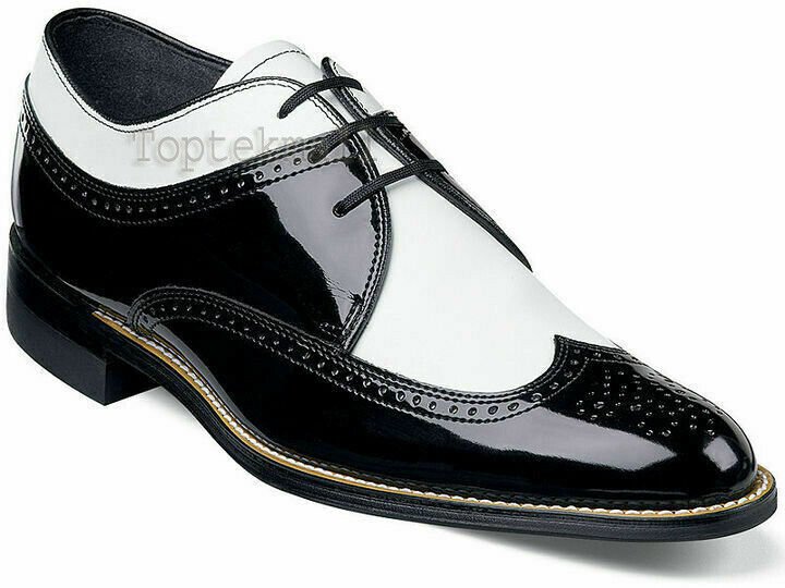 Handmade Men's Leather Oxfords Two Tone Rounded Brogue Toe Spectator Shoes-261
