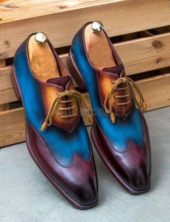 Handmade Men's Leather Oxfords Wingtip Patina Dress Formal Super Dress Shoes-73