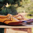 Handmade Men's Leather Stylish Tan Classic Single Monk Strap Fashion Shoes-2