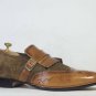 Handmade Men's Leather Loafers Brown Shaded Moccasin Formal Slip Ons Shoes-69