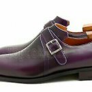 Handmade Men's Leather Single Monk Strap Formal Stylish Casual Dress Shoes-183