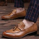 Handmade Men's Leather Tan Tassel Loafers Autumn Fringed Casual New Shoes-244