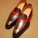 Handmade Men's Leather Casual Fashion Maroon Loafer Slip On Moccasins Shoes-383
