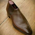 Handmade Men's Leather New Dress Fashion Brown Derby Oxford Brogue Boots-565