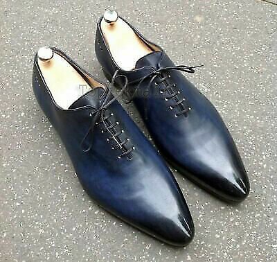 Handmade Men's Leather Oxfords Burnished Pointed Toe Derby Wear Super Shoes-686
