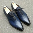 Handmade Men's Leather Oxfords Burnished Pointed Toe Derby Wear Super Shoes-686