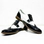 Handmade Men's Leather Oxfords Two Tone White Black Magnificent Plain Shoes-215