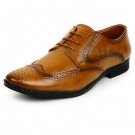 Handmade Men's Leather Oxfords Wing Tip Brogues Dress Brown Fashion Shoes-257